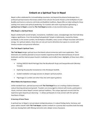 spiritual tour in Nepal