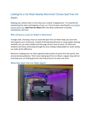 Looking for a Car Wash Nearby Monrovia Choose Spot Free Car Wash!.docx