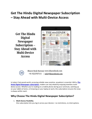 Get The Hindu Digital Newspaper Subscription – Stay Ahead with Multi-Device Access