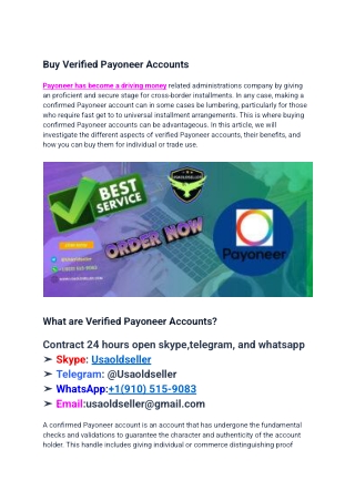 Buy Verified Payoneer Accounts