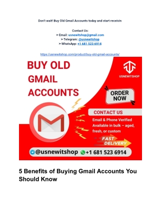 5 Benefits of Buying Gmail Accounts You Should Know