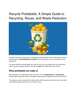 Recycle Pickleballs_ A Simple Guide to Recycling, Reuse, and Waste Reduction