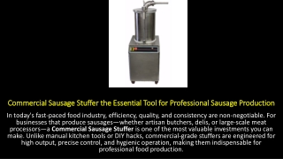 Commercial Sausage Stuffer the Essential Tool for Professional Sausage Productio