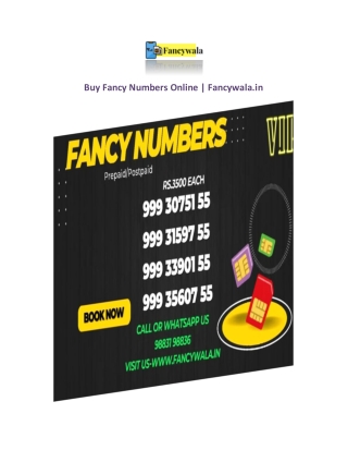 Buy Fancy Numbers Online | Fancywala.in