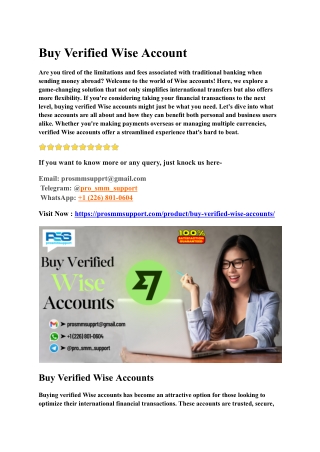 Top-Rated Providers to Buy Verified Wise Accounts – Fast Setup and Full Verifica