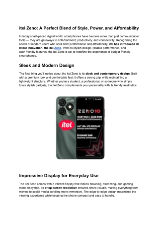 itel Zeno: A Perfect Blend of Style, Power, and Affordability
