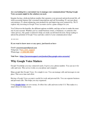 Buy Google Voice Account – 100% Secure & Verified For Business