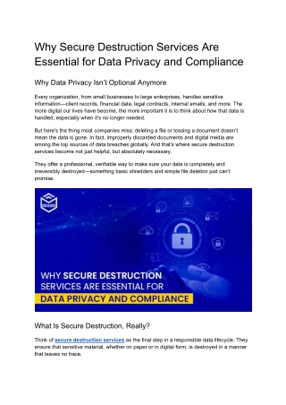 Why Secure Destruction Services Are Essential for Data Privacy and Compliance