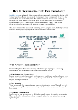 How to Stop Sensitive Teeth Pain Immediately
