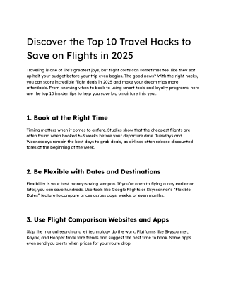 Discover the Top 10 Travel Hacks to Save on Flights in 2025