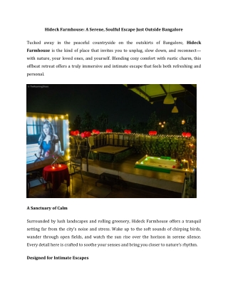 Hideck Farmhouse A Serene, Soulful Escape Just Outside Bangalore