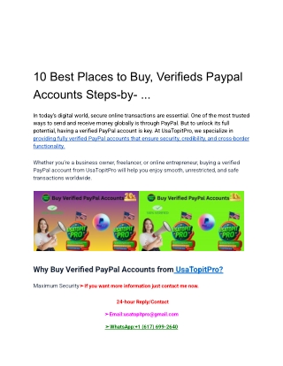10 Best Places to Buy, Verifieds Paypal Accounts Steps-by- ..cash app  or chime