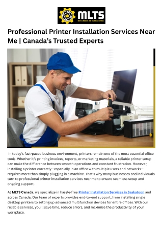 Professional Printer Installation Services Near Me - Canada’s Trusted Experts