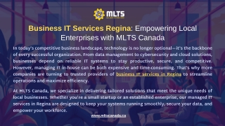 Business IT Services Regina - Empowering Local Enterprises with MLTS Canada