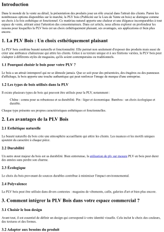 La PLV Bois : Un choix esthétiquement plaisant