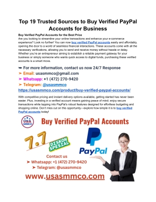 Top Sites 5 Trusted Sources to Buy Verified PayPal Accounts for Business in 2025