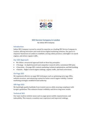 SEO Service Company in London