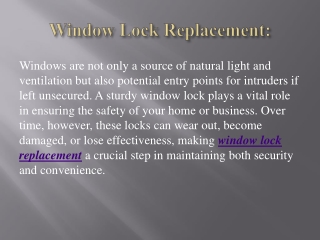 Window Lock Replacement