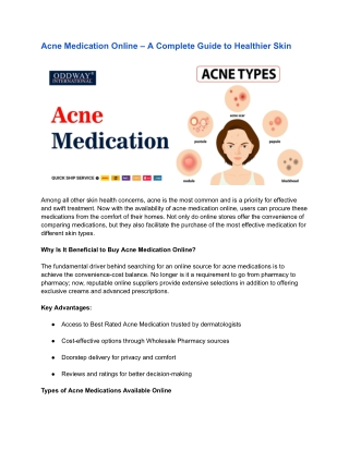 Acne Medication Online – A Complete Guide to Healthier Skin