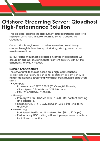 Offshore Streaming Server