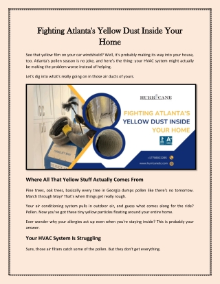 Fighting Atlanta Yellow Dust Inside Your Home