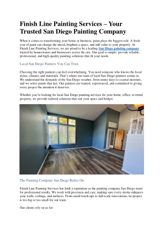 Finish Line Painting Services – Your Trusted San Diego Painting Company