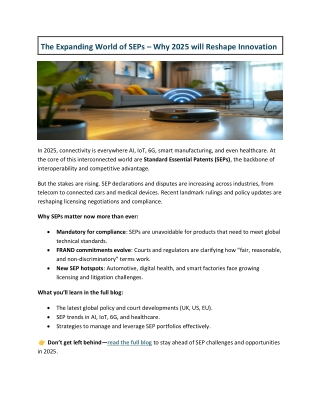 The Expanding World of SEPs -Why 2025 will Reshape Innovation