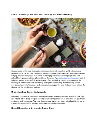 Cancer Care Through Ayurveda_ Detox, Immunity, and Holistic Well-being