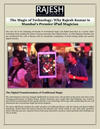 The Magic of Technology Why Rajesh Kumar is Mumbai's Premier iPad Magician
