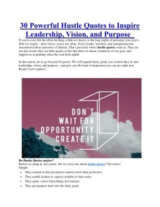 30 Powerful Hustle Quotes to Inspire Leadership