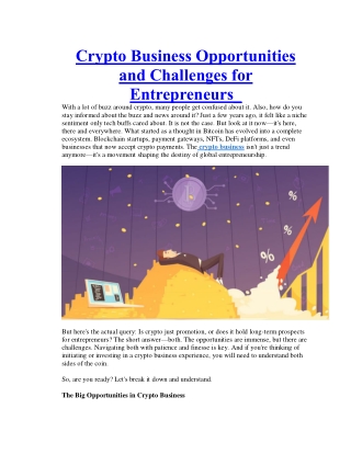 Crypto Business Opportunities and Challenges for Entrepreneurs