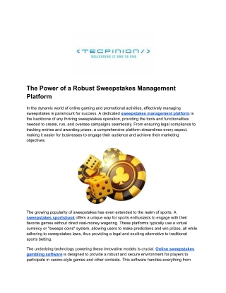 The Power of a Robust Sweepstakes Management Platform