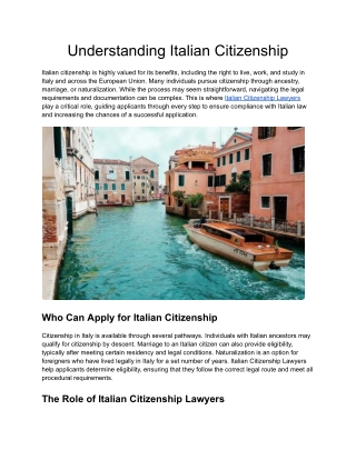 Understanding Italian Citizenship