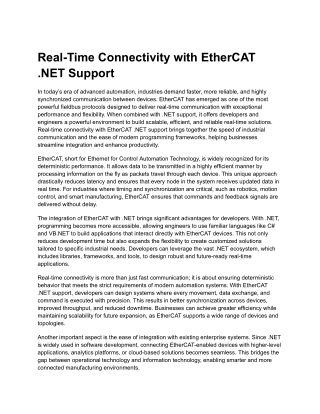 Real-Time Connectivity with EtherCAT