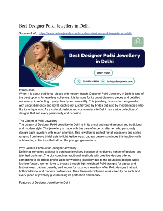 Best Designer Polki Jewellery in Delhi