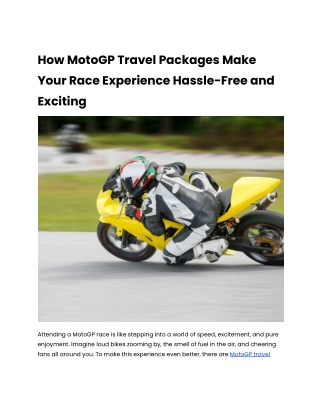 How MotoGP Travel Packages Make Your Race Experience Hassle-Free and Exciting