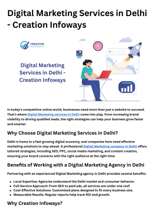 Digital Marketing Services in Delhi - Creation Infoways