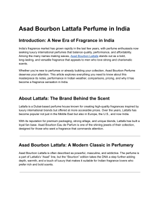 Asad Bourbon Lattafa Perfume in India