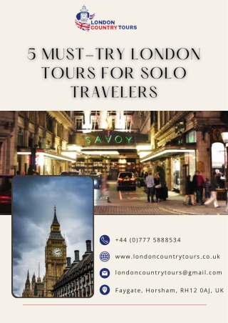 5 Must-Try London Tours for Solo Travelers