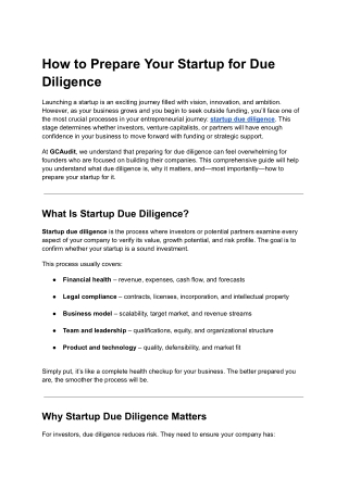 Startup Due Diligence