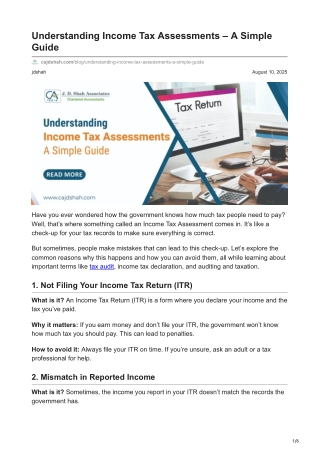 cajdshah.com-Understanding Income Tax Assessments  A Simple Guide