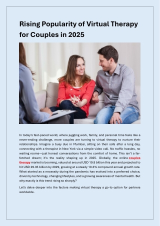 How Virtual Therapy is Redefining Couples Counselling in 2025?