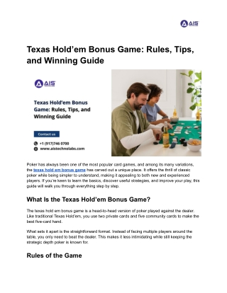 Texas Hold’em Bonus Game_ Rules, Tips, and Winning Guide