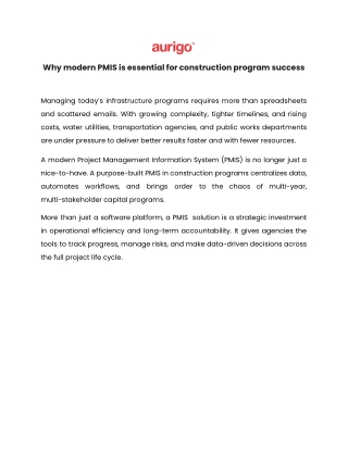 Why modern PMIS is essential for construction program success