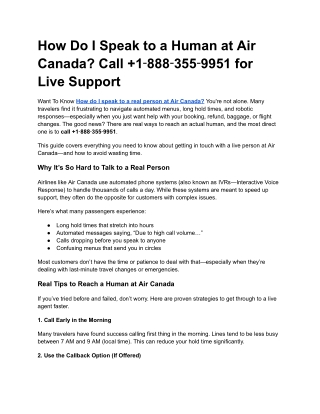 How Do I Speak to a Human at Air Canada_ Call  1‑888‑355‑9951 for Live Support