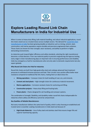 Explore Leading Round Link Chain Manufacturers in India for Industrial Use