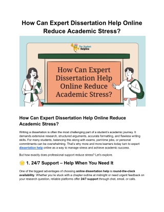 How Can Expert Dissertation Help Online Reduce Academic Stress