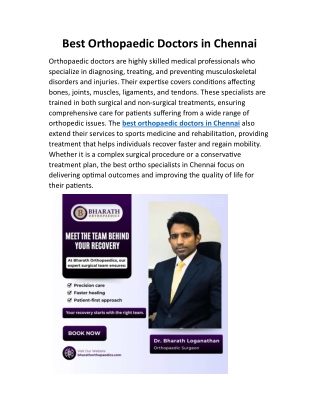Best Orthopaedic Doctors in Chennai