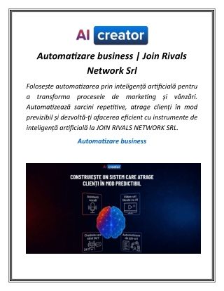 Automatizare business | Join Rivals Network Srl