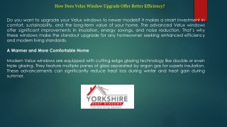 How Does Velux Window Upgrade Offer Better Efficiency
